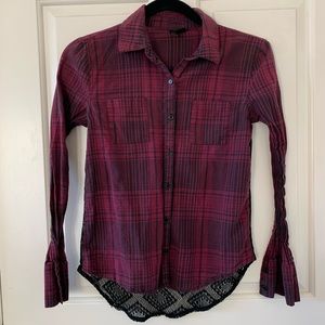 Full Tilt Plaid Flannel with Lace Detail